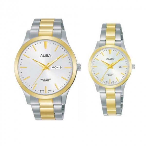 Alba AJ6124X1 AH7Y00X1 Silver Gold Couple